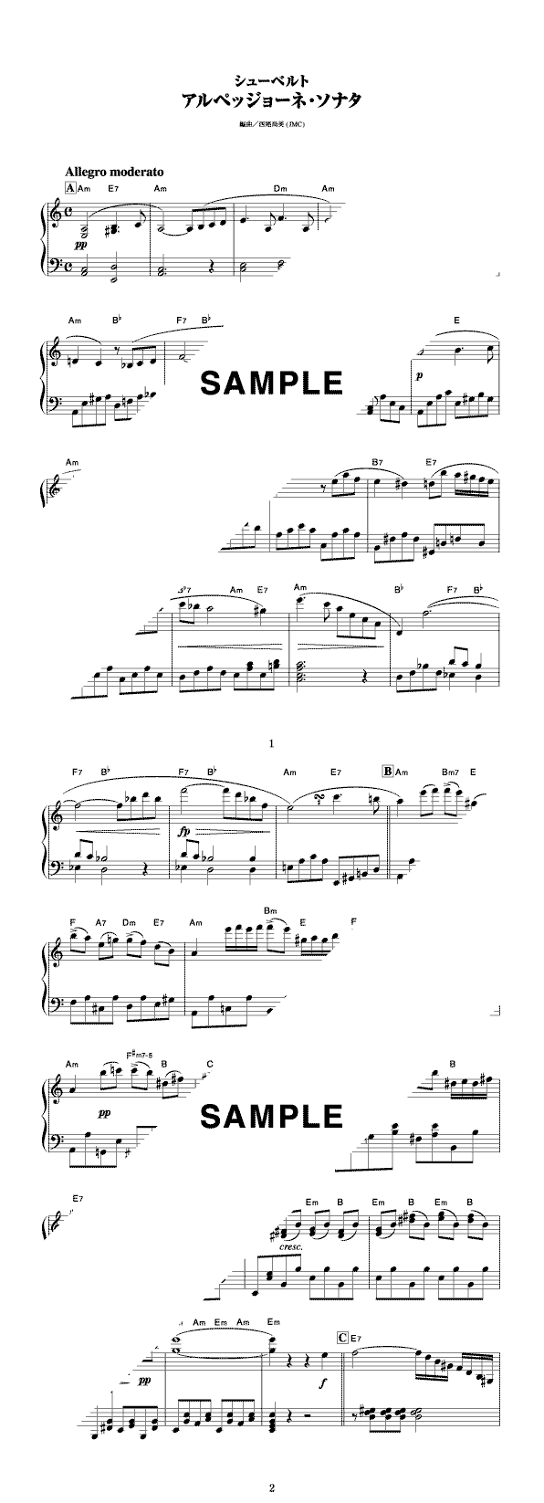 楽譜】アルペジョーネ・ソナタ / シューベルト（ピアノ・ソロ譜/初中級 